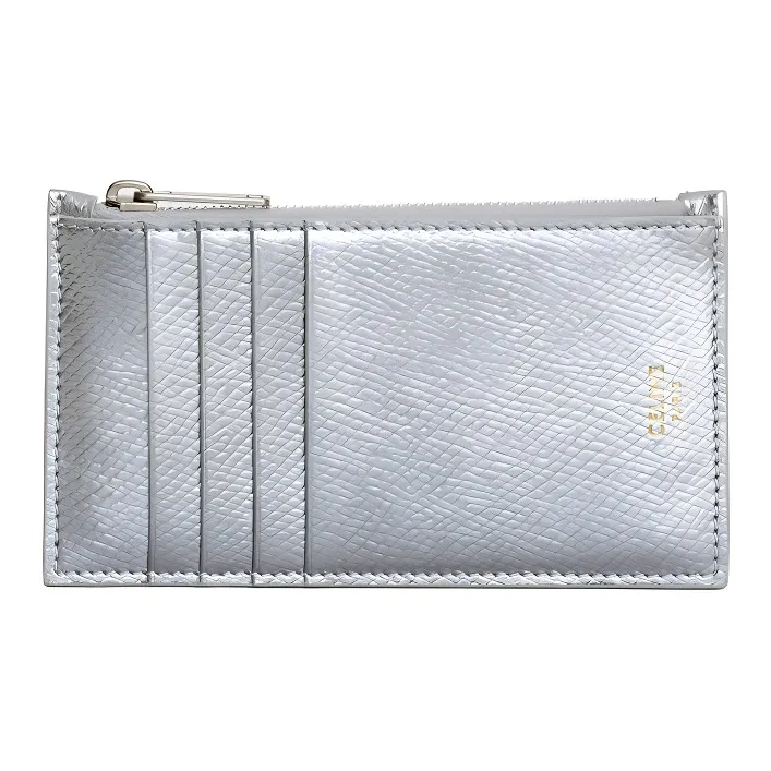 CELINE Cow Leather Card Holder Men's Silver-0