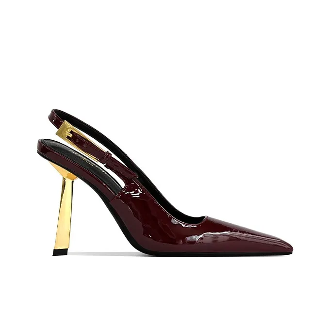 Lan Miao Slim Heel High Heels Women's Burgundy-2