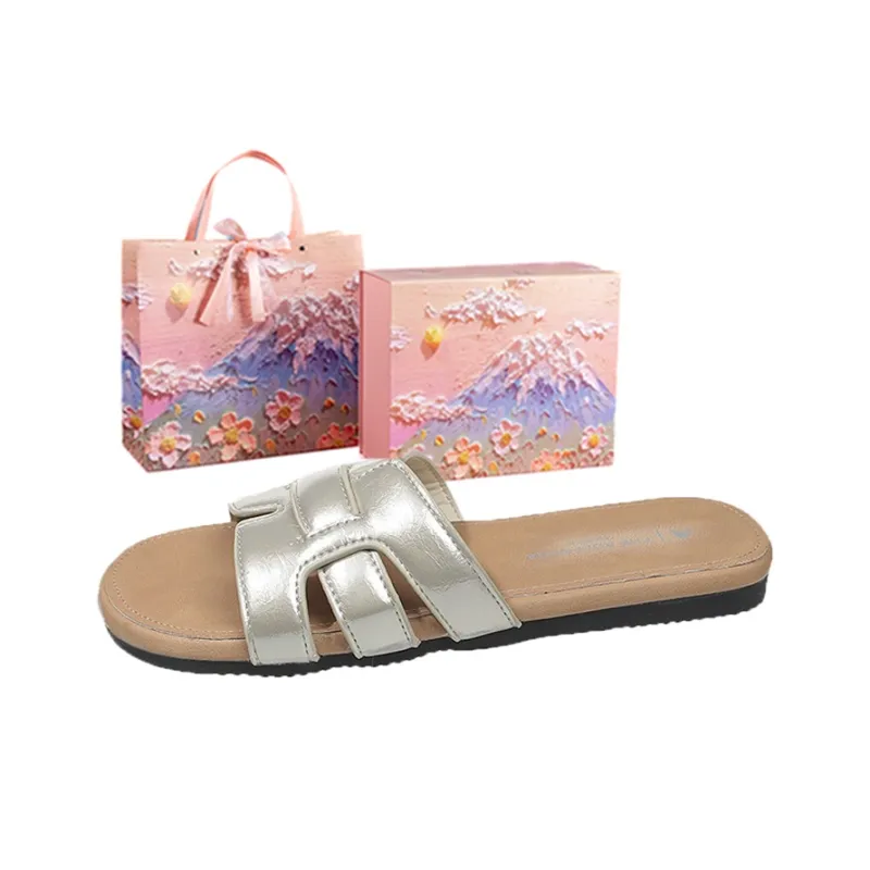 AJPAP Rubber Sole Slip Resistant Odor Resistant Abrasion Resistant Slide Slippers Women's-24