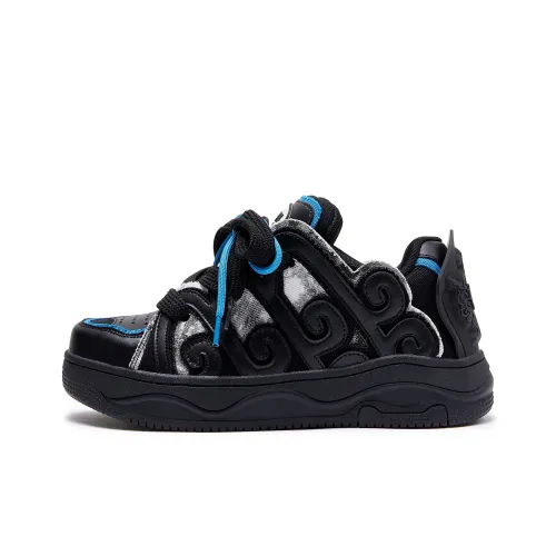 MC DOS Cushioning Abrasion Resistant Breathable Low Top Skateboard Shoes Unisex Black Blue