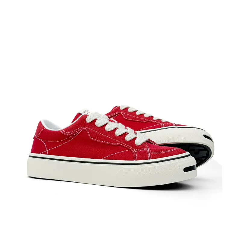 Mengsai Abrasion Resistant Shock Absorbers Low Top Canvas Shoes Men's Angora Red-3