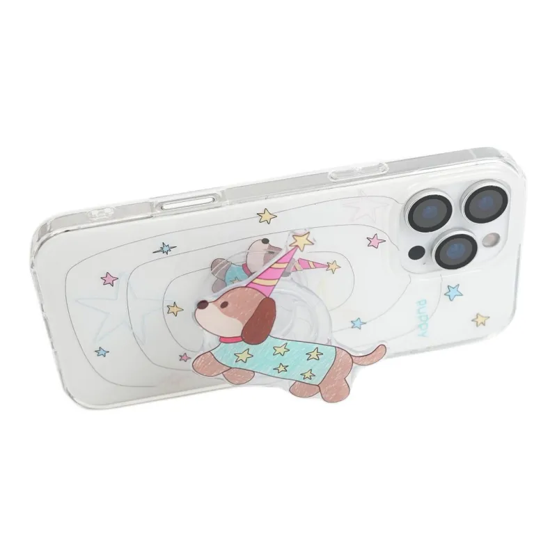 Sopi Acrylic Material Graffiti Line Star Dachshund Phone Cases Compatible With IPhone 16/15 Pro Max/Apple 13/14 Pro/Max-3