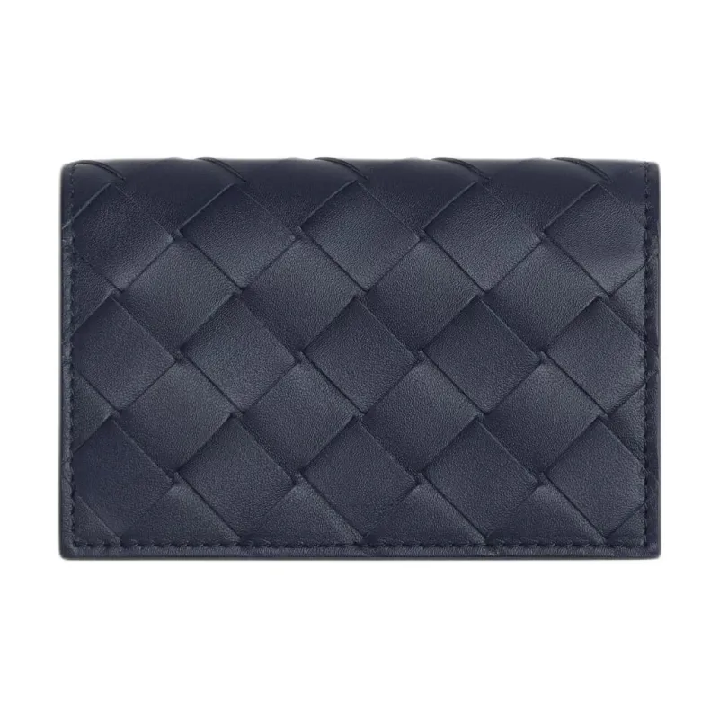 Bottega Veneta Intrecciato Calfskin Card Holder Regular Men's Abyss & Cypress Wood Color-0