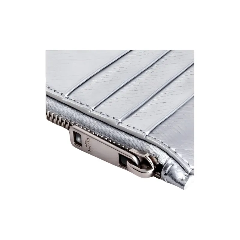 CELINE Cow Leather Card Holder Men's Silver-4