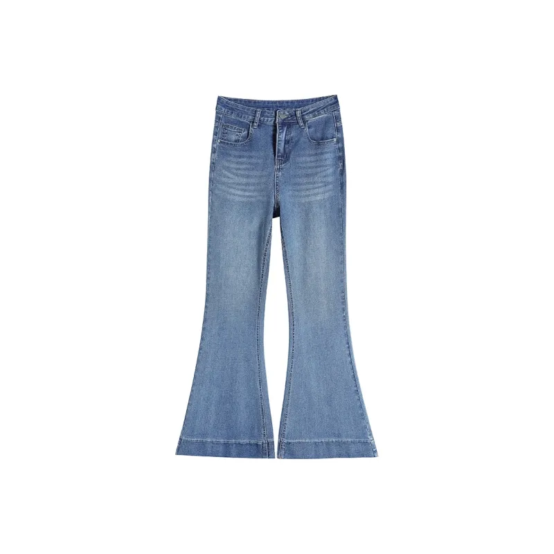 Garbege Jeans Women's Light Tide Blue Long Pants-0