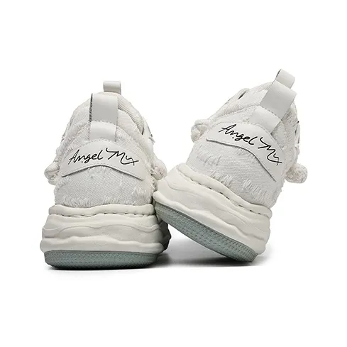 MOMGOG Slip Resistant Shock Absorbers With Abrasion Resistant Properties Low Top Skateboard Shoes Unisex White-2