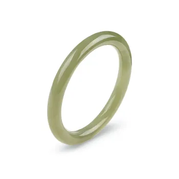 Artisan Lock Heart Jade Hetian Jade Bangles Pale Greenish White Jade Women's