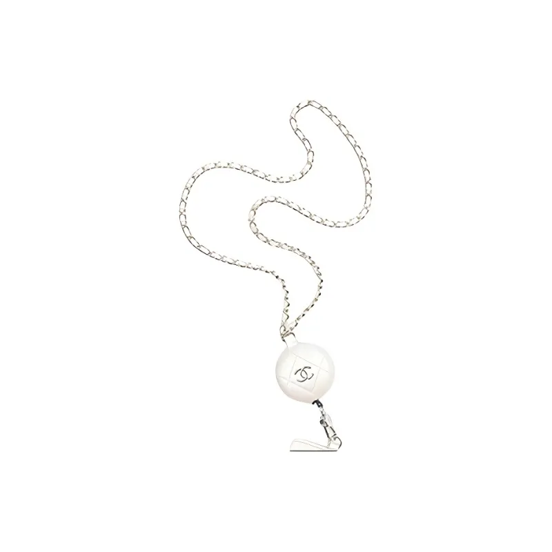 CHANEL Coco Handle Leather Coin Purse Necklace Pouch Card Holder Women's White-2