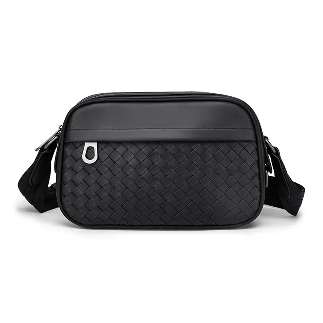 FAIRWHALE Cow Leather Shoulder Bag Crossbody Bag Messenger Bag Regular Unisex Elegant Black-0