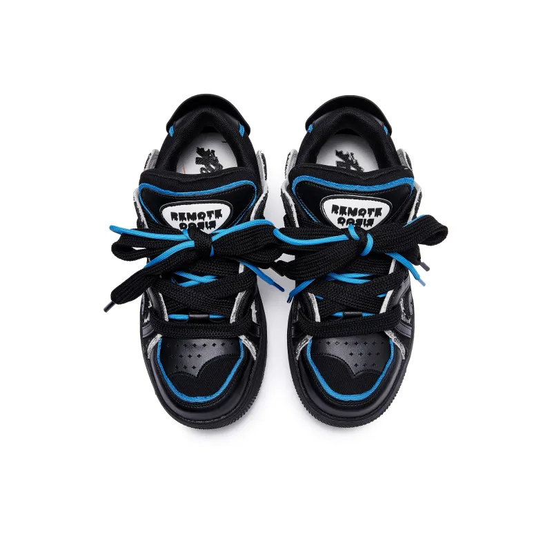 MC DOS Cushioning Abrasion Resistant Breathable Low Top Skateboard Shoes Unisex Black Blue-2