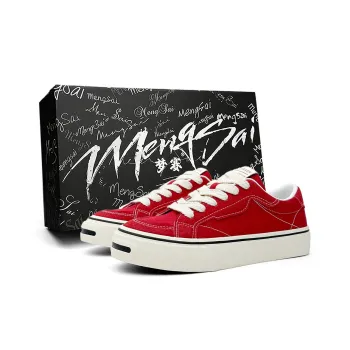 Mengsai Abrasion Resistant Shock Absorbers Low Top Canvas Shoes Men's Angora Red
