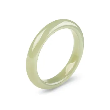 Artisan Lock Heart Jade Hetian Jade Bangles Pale Greenish White Jade Women's