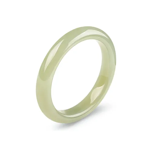 Artisan Lock Heart Jade Hetian Jade Bangles Pale Greenish White Jade Women's