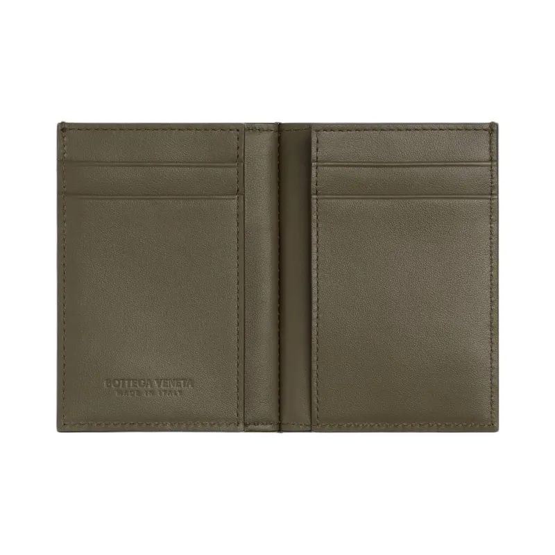 Bottega Veneta Calfskin Card Holder Men's Slate Wood Color-2