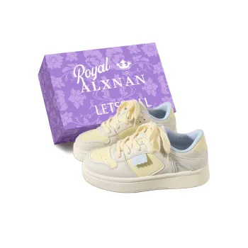 Alxnan Breathable Low Top Casual Shoes Women's Yellow