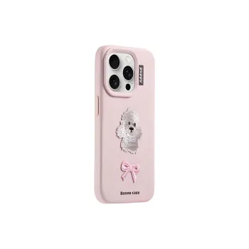 Wei Xin Silicone Material Embroidery Bowknot Puppy Phone Cases Compatible With IPhone 16/15 Pro Max/Apple 13/14 Pro/Max