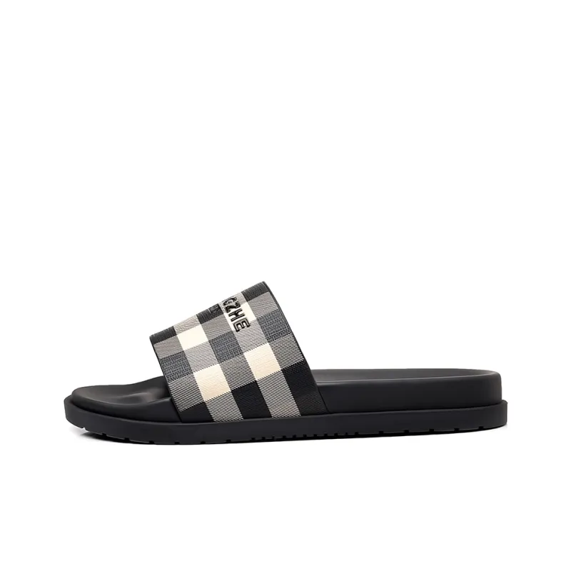 XIMO BULL Rubber Sole Slip Resistant Slide Slippers Men's Black-6