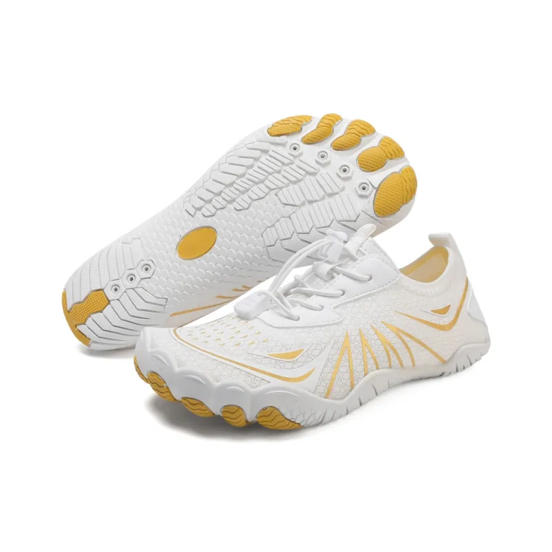 TELENT Odor Resistant Quick Dry Lightweight River Trekking Shoes Unisex White Gold-3