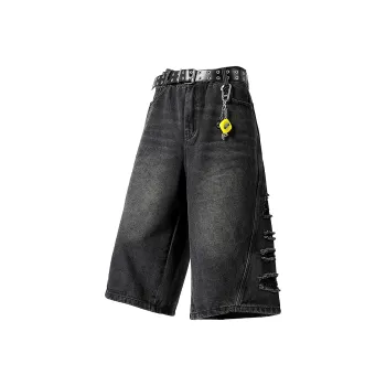GROGNAK Denim Shorts Unisex Black Gray Color