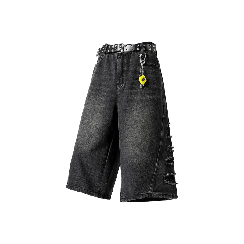 GROGNAK Denim Shorts Unisex Black Gray Color-0