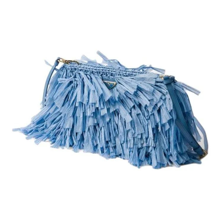 PRADA Viscose Shoulder Bag Medium Size Women's Light Blue-1