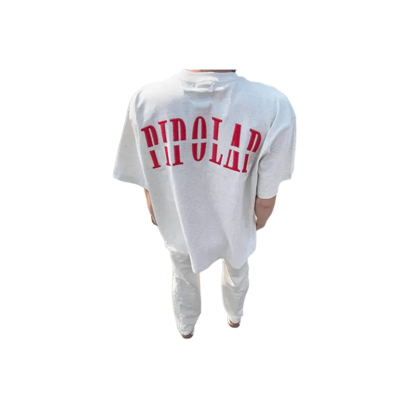 City Hipster T Shirt Unisex White Red Embroidery-1