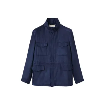Loro Piana Leather Jacket Men's Dark Blue