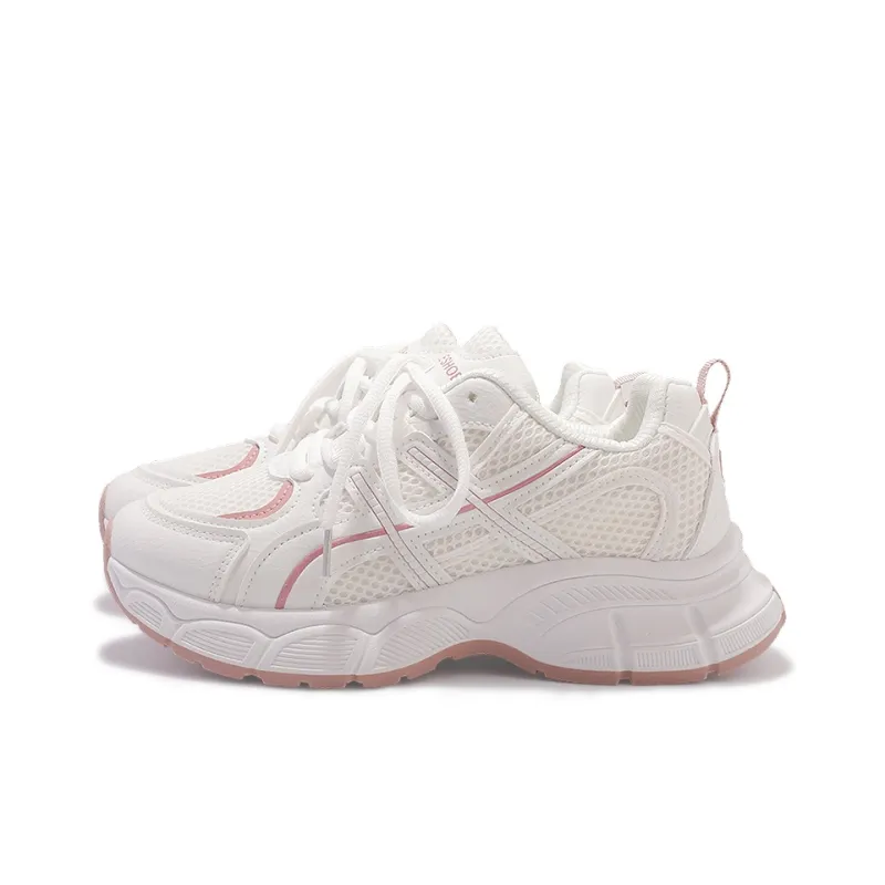 Shen Linsen Slip Resistant, Abrasion Resistant, Lightweight Low Top Casual Shoes Women's White Pink-3