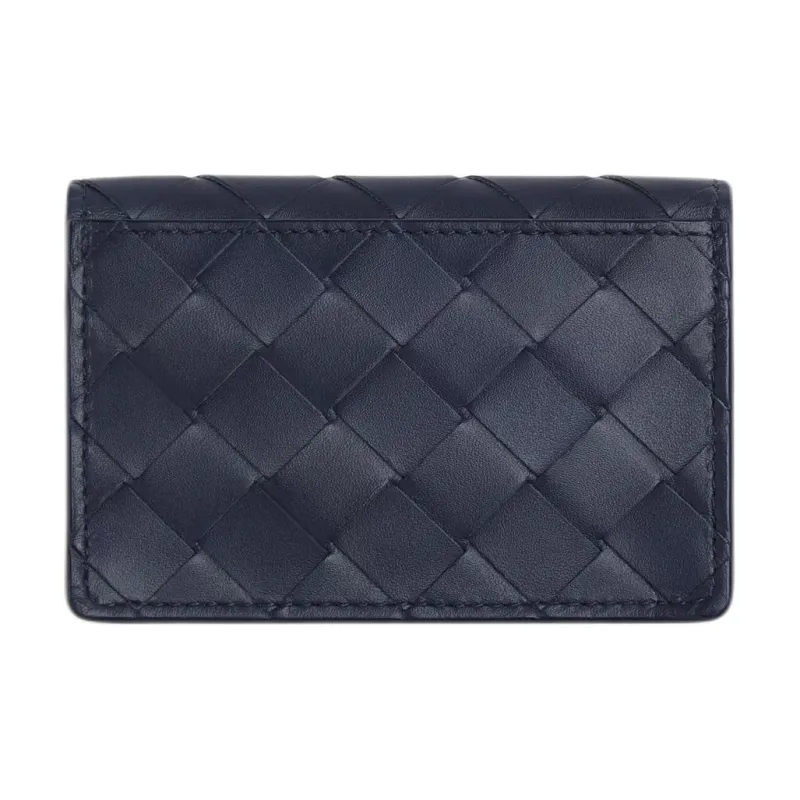 Bottega Veneta Intrecciato Calfskin Card Holder Regular Men's Abyss & Cypress Wood Color-1