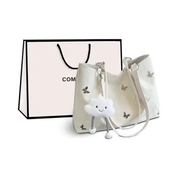 COMELY Cow Leather Tote Bag, Shopping Bag, Handbag, Shoulder Bag, Laptop Bag Regular Women's Ecru
