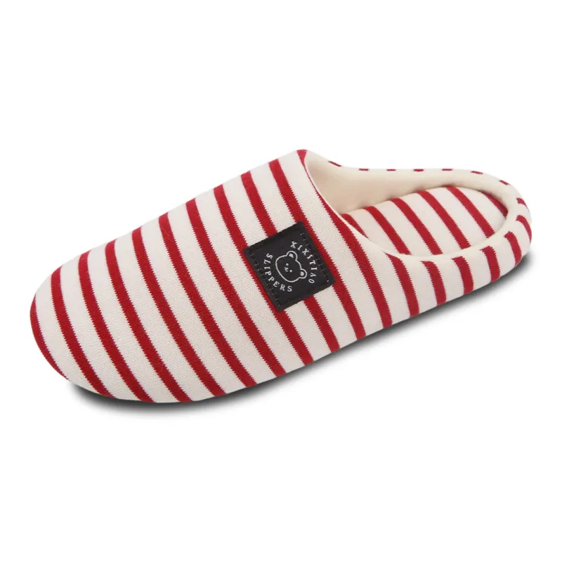 Thin Strips Indoor Slippers Unisex, Red-6