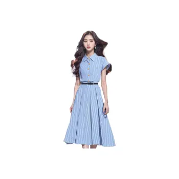 Flowers In Water Short Sleeved Dress Women's
