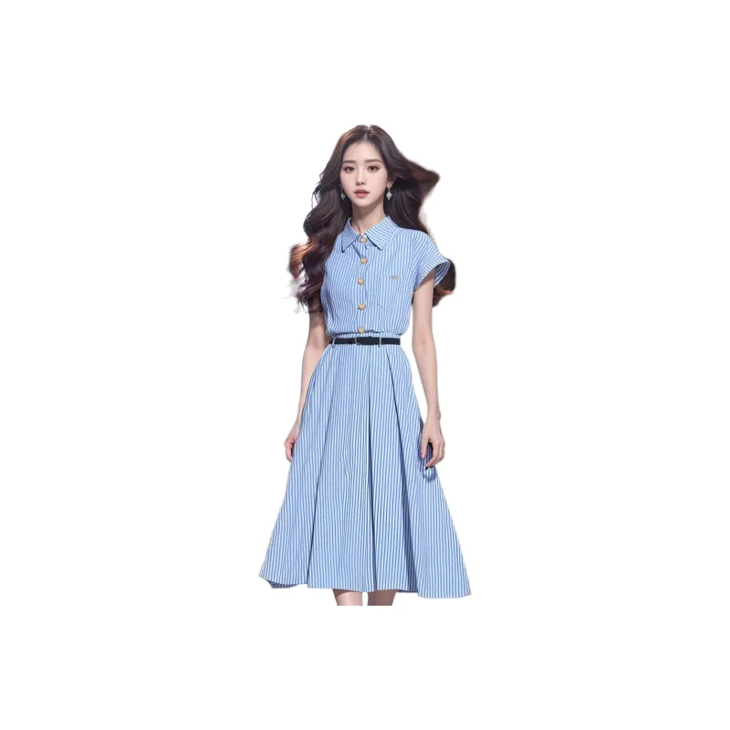 Flowers In Water Short Sleeved Dress Women's-0