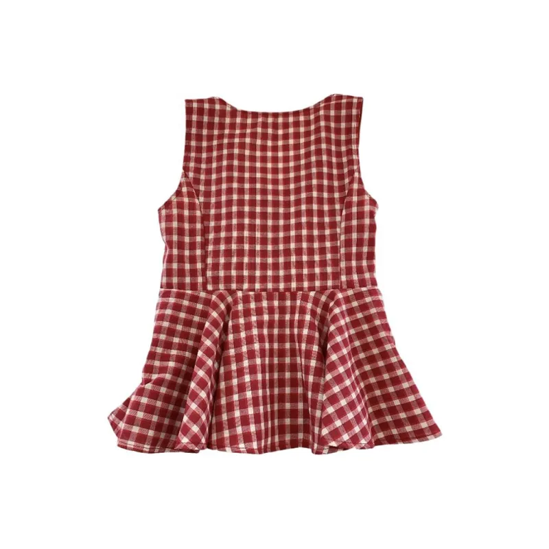 AHDO Tank Tops Women's Red Plaid-1