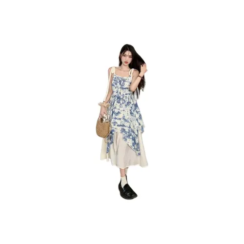 Flowers In Water Slip Dress Women's