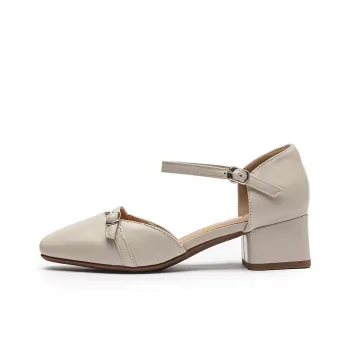 Ritai Chunky Heel High Heels Women's Beige