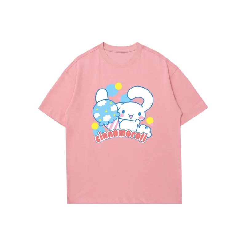 Sanrio x CINNAMOROLL Yugui Dog T Shirt Unisex White Heather Gray-11