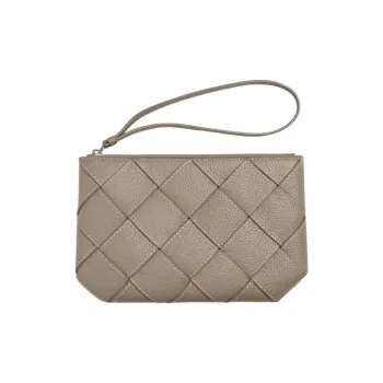 Bottega Veneta Diago Calfskin Clutch Medium Size Men's Lime Gray & Natural