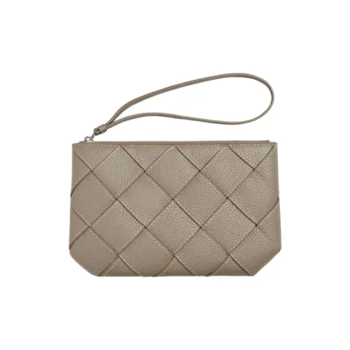Bottega Veneta Diago Calfskin Clutch Medium Size Men's Lime Gray & Natural