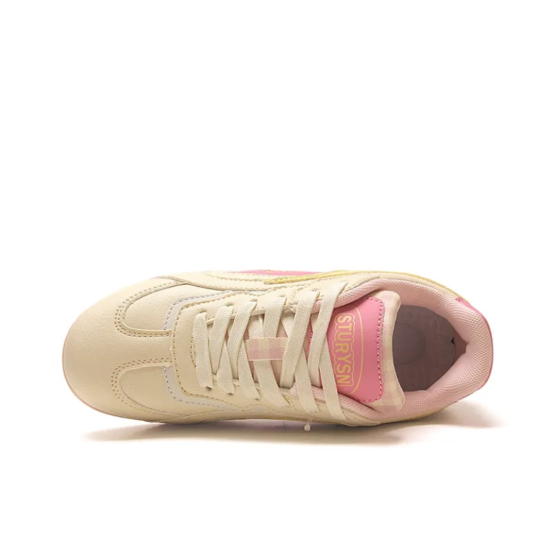 STUR YSN Wear resistant And Lightweight Low Top Skateboard Shoes Women's Beige Pink-4