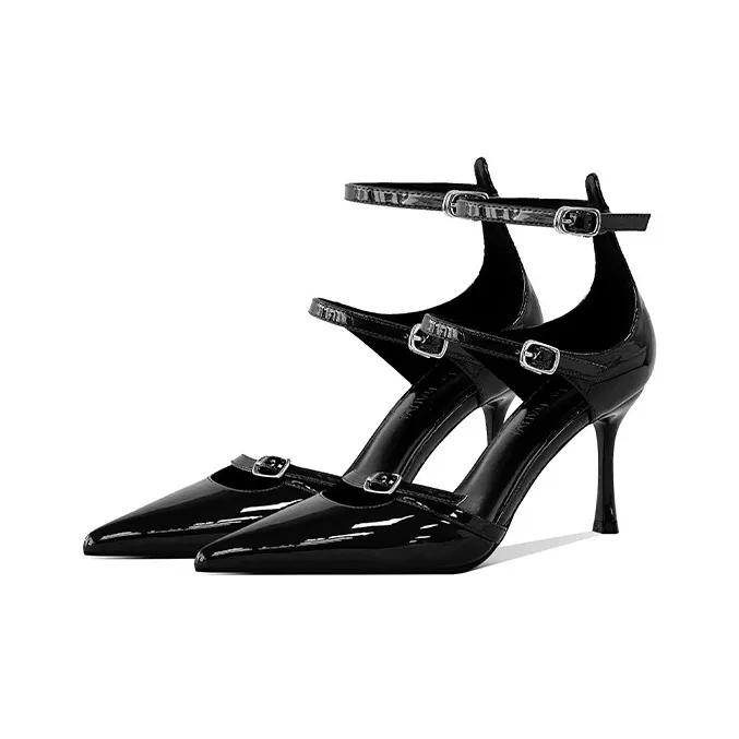 GOSO Slim Heel High Heels Women's Black-1