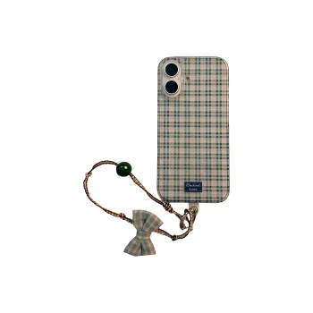Sopi Acrylic Material Transparent Blue Plaid Label Phone Cases Compatible With IPhone 16/15 Pro Max/Apple 13/14 Pro/Max