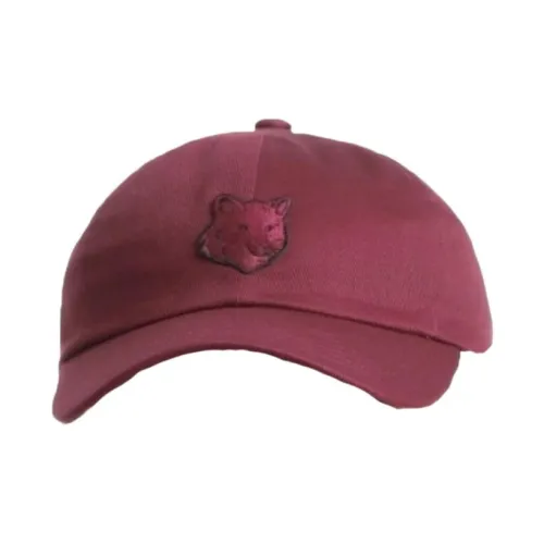Maison Kitsune Cotton Baseball Caps Men's Red