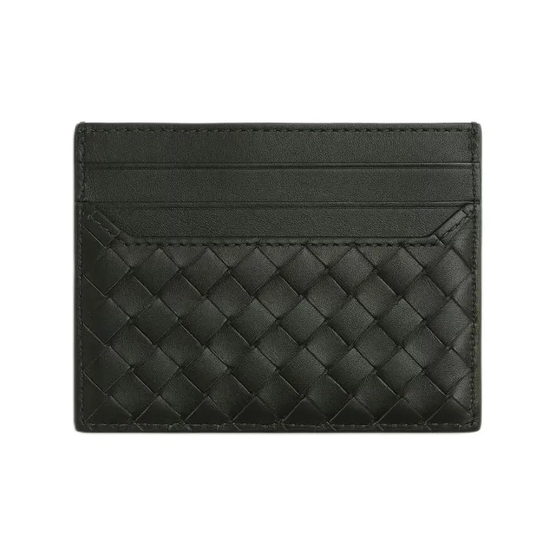 Bottega Veneta Calfskin Card Holder Card Holder Trumpets Men's Dark Green-1