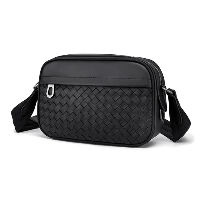 FAIRWHALE Cow Leather Shoulder Bag Crossbody Bag Messenger Bag Regular Unisex Elegant Black-1