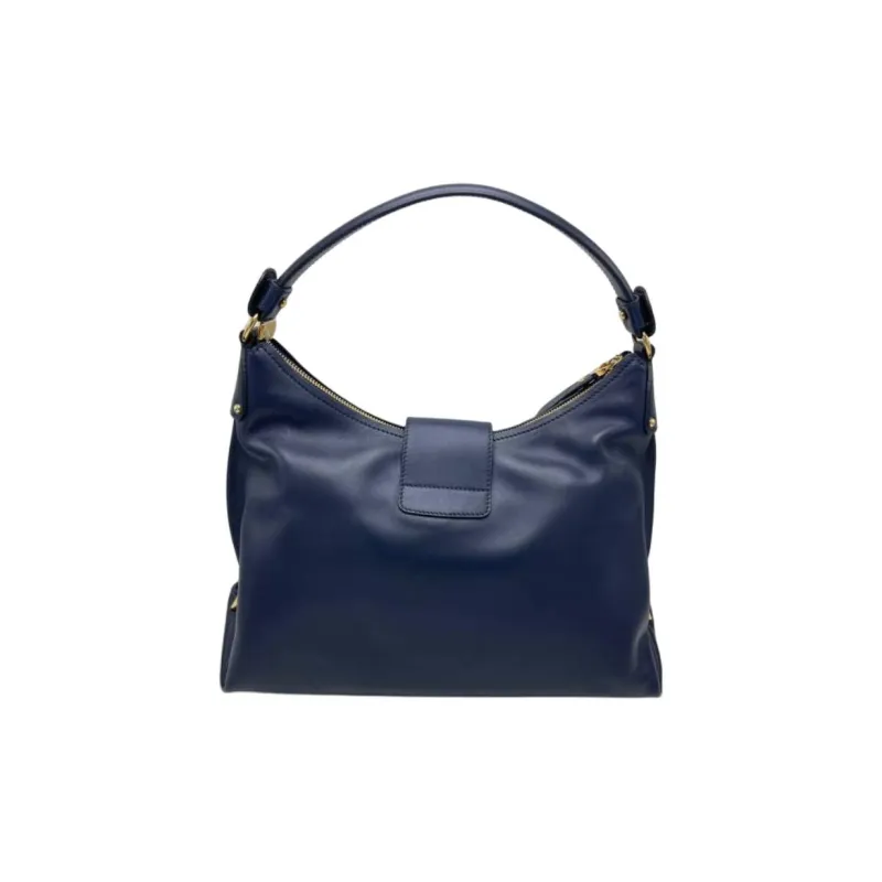 FERRAGAMO Pebbled Leather Handbag Women's Blue-1