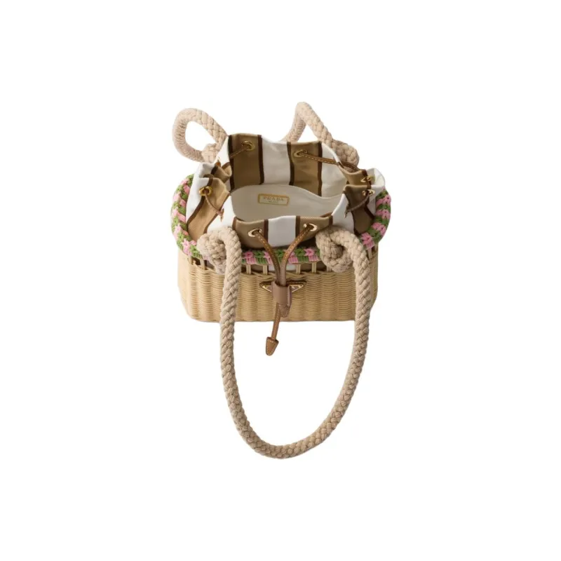 PRADA Calfskin Handbag Mini Women's Brown & Petal Pink-3