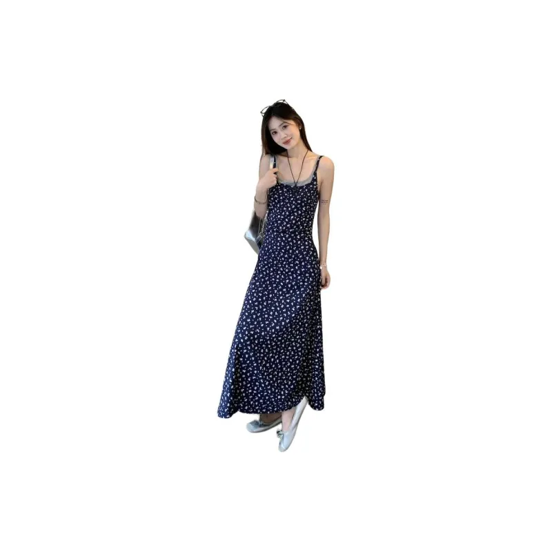 XIANSINIAO Slip Dresses Women's Mock Two Piece Floral Dress-0