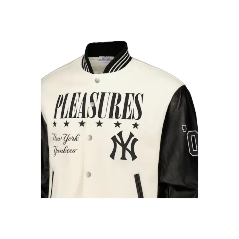 MLB x PLEASURES FW23 Baseball Jacket Men's White-2