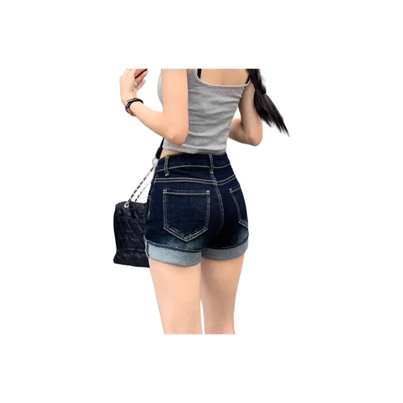 BENGEN Denim Shorts Women's Dark Blue-0